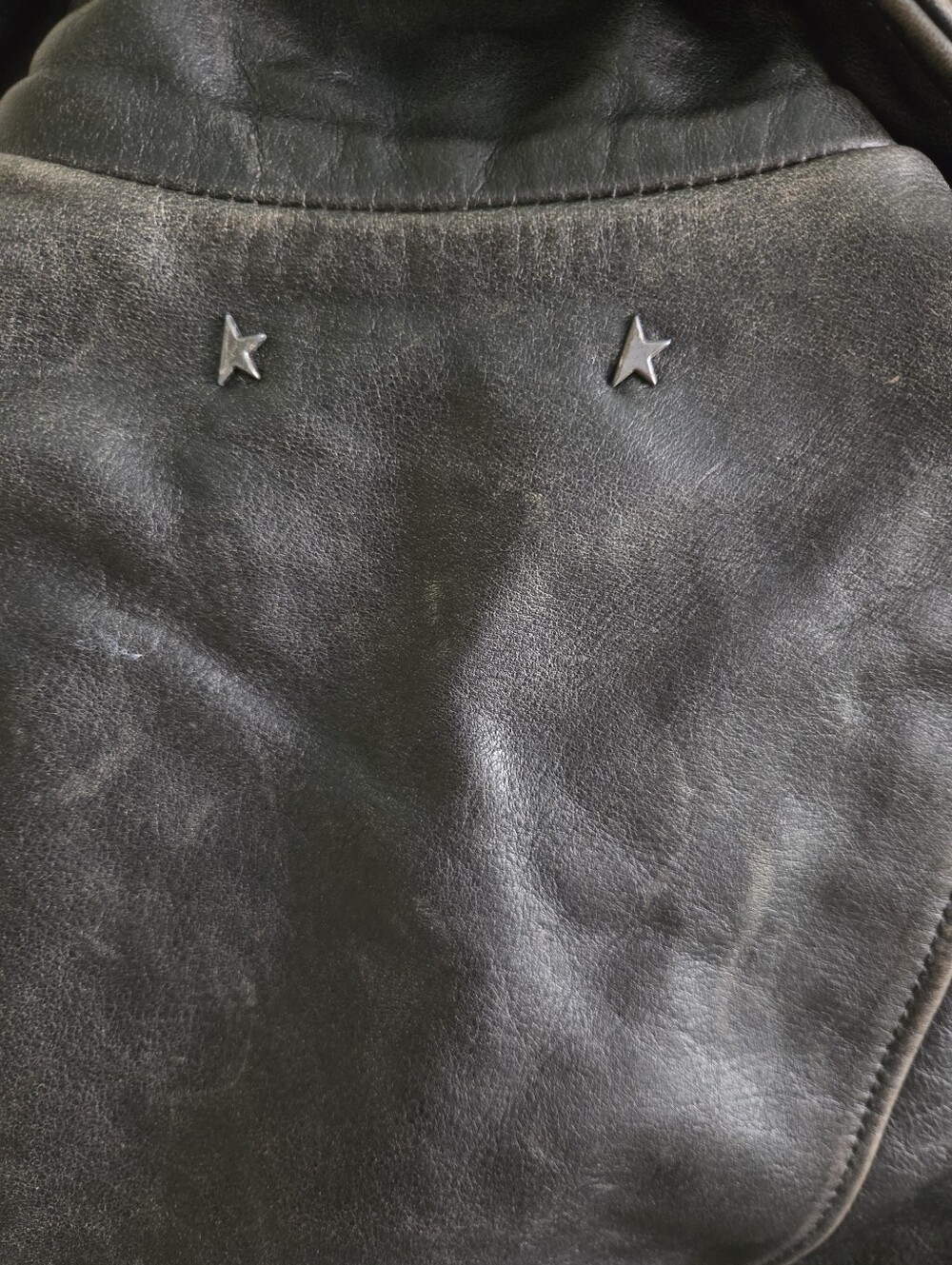New Golden Goose Distressed Women's Black Leather Biker Jacket Size S Size 38 - Picture 7 of 9